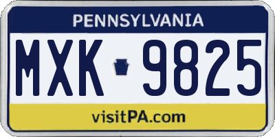 PA license plate MXK9825