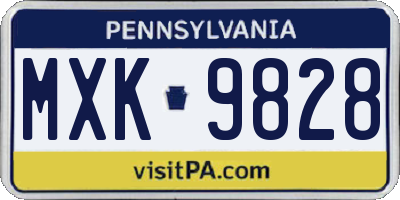 PA license plate MXK9828