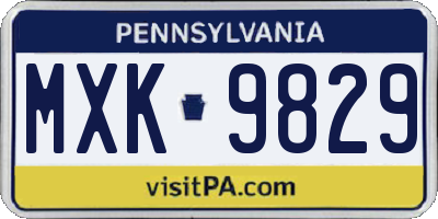PA license plate MXK9829