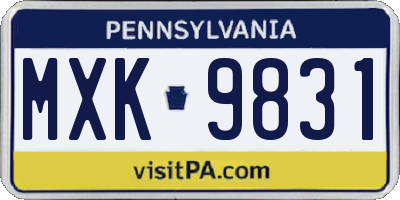 PA license plate MXK9831