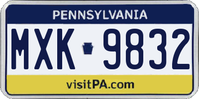 PA license plate MXK9832