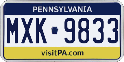 PA license plate MXK9833