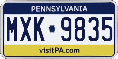 PA license plate MXK9835