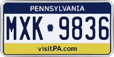 PA license plate MXK9836