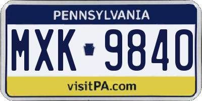 PA license plate MXK9840