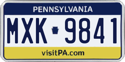 PA license plate MXK9841
