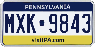 PA license plate MXK9843