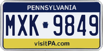 PA license plate MXK9849