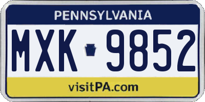 PA license plate MXK9852