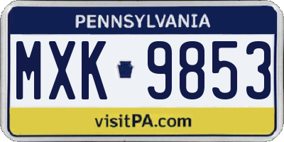 PA license plate MXK9853