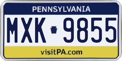 PA license plate MXK9855