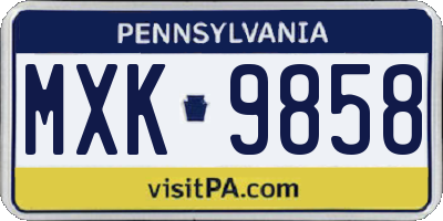 PA license plate MXK9858