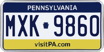 PA license plate MXK9860