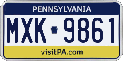 PA license plate MXK9861