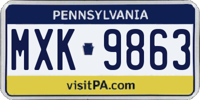 PA license plate MXK9863