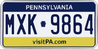 PA license plate MXK9864