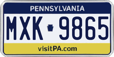 PA license plate MXK9865