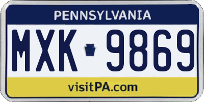 PA license plate MXK9869
