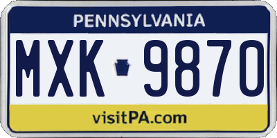 PA license plate MXK9870