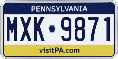 PA license plate MXK9871