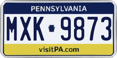 PA license plate MXK9873