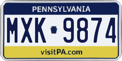 PA license plate MXK9874