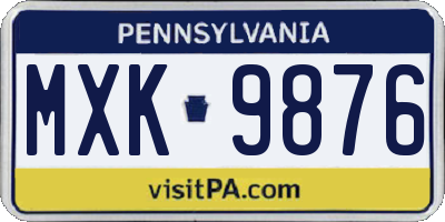PA license plate MXK9876