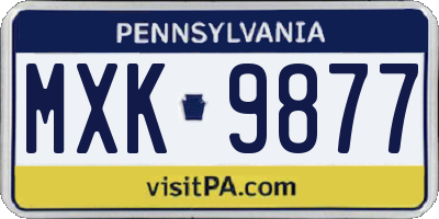 PA license plate MXK9877