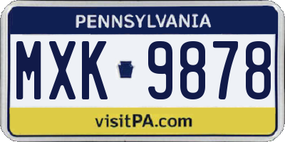 PA license plate MXK9878