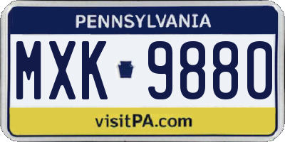 PA license plate MXK9880