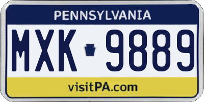 PA license plate MXK9889