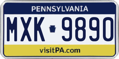 PA license plate MXK9890