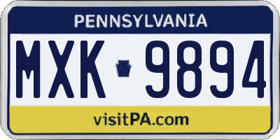 PA license plate MXK9894