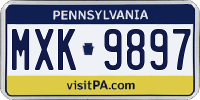 PA license plate MXK9897