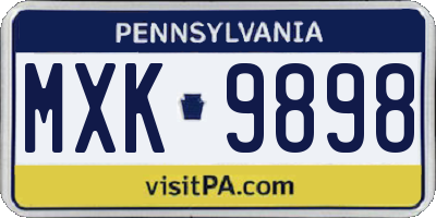 PA license plate MXK9898
