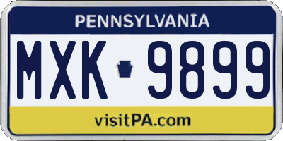 PA license plate MXK9899