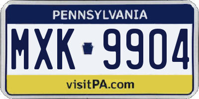 PA license plate MXK9904