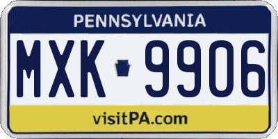 PA license plate MXK9906