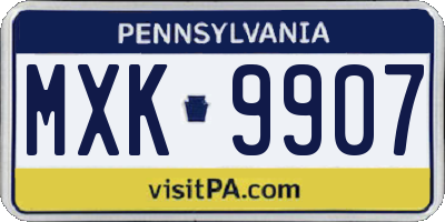 PA license plate MXK9907