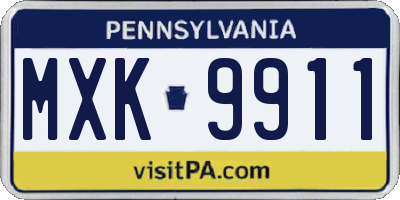 PA license plate MXK9911