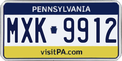 PA license plate MXK9912