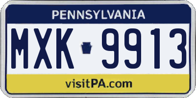 PA license plate MXK9913