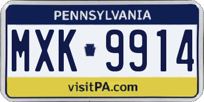 PA license plate MXK9914