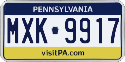 PA license plate MXK9917