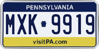 PA license plate MXK9919