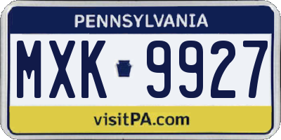 PA license plate MXK9927