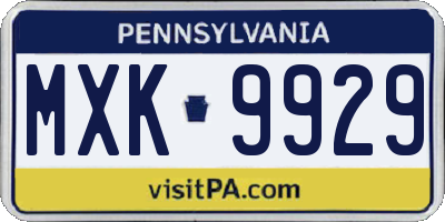 PA license plate MXK9929