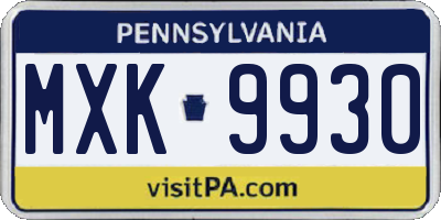 PA license plate MXK9930
