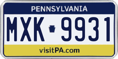PA license plate MXK9931
