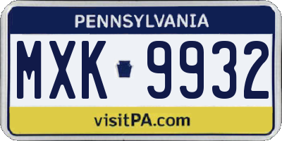 PA license plate MXK9932